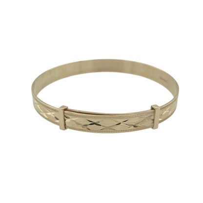 9ct Gold Patterned Expanding Baby Bangle