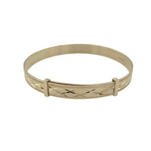 Load image into Gallery viewer, 9ct Gold Patterned Expanding Baby Bangle
