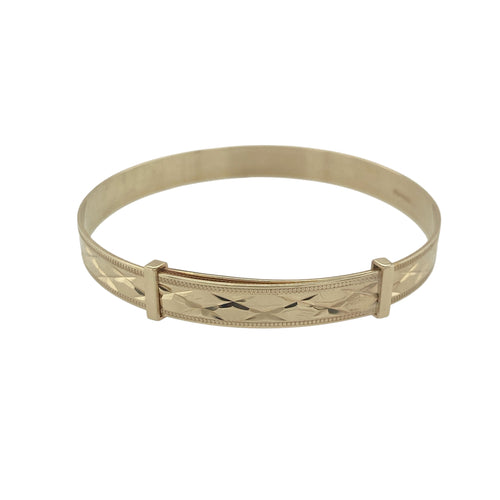 9ct Gold Patterned Expanding Baby Bangle