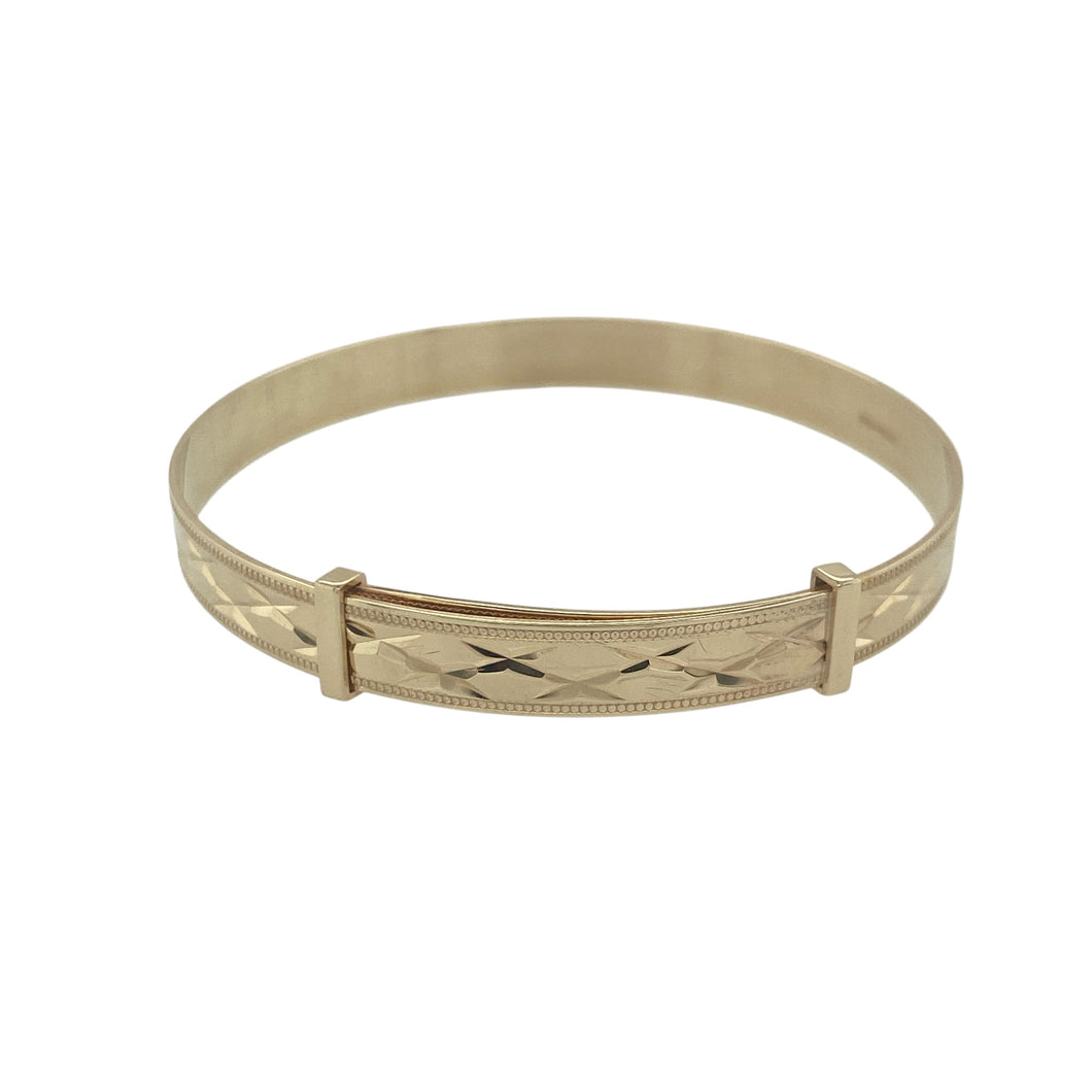 9ct Gold Patterned Expanding Baby Bangle