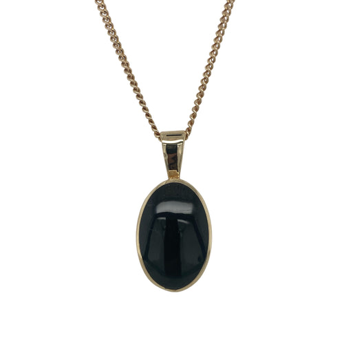 9ct Gold & Onyx Set Oval 18