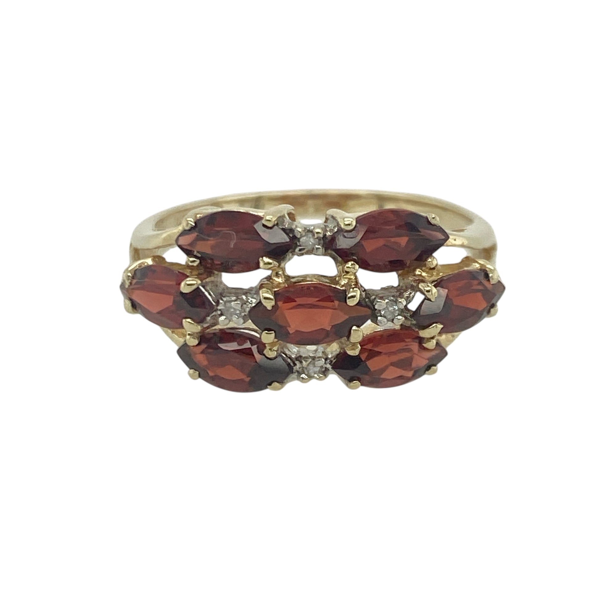 9ct Gold Diamond & Garnet Set Cluster Ring
