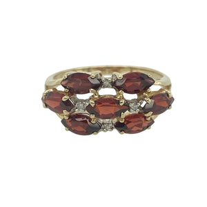 9ct Gold Diamond & Garnet Set Cluster Ring