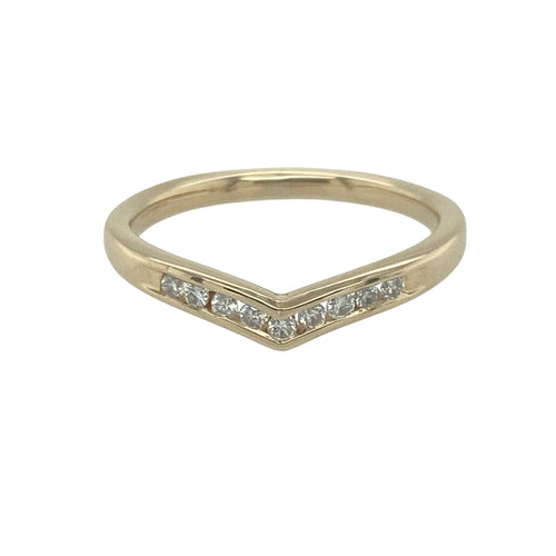9ct Gold & Diamond Set Wishbone Ring