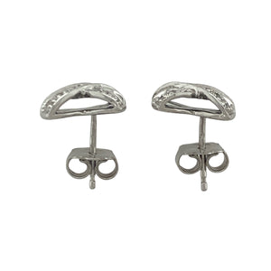 9ct White Gold & Diamond Set Kiss Stud Earrings