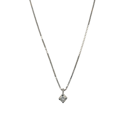 18ct White Gold & Diamond Set Solitaire 18" Necklace