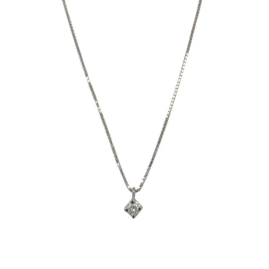 18ct White Gold & Diamond Set Solitaire 18" Necklace