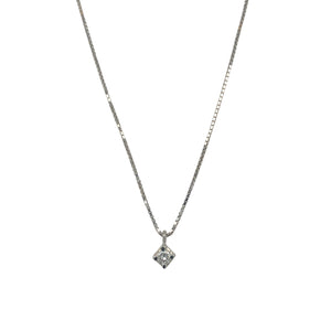 18ct White Gold & Diamond Set Solitaire 18" Necklace