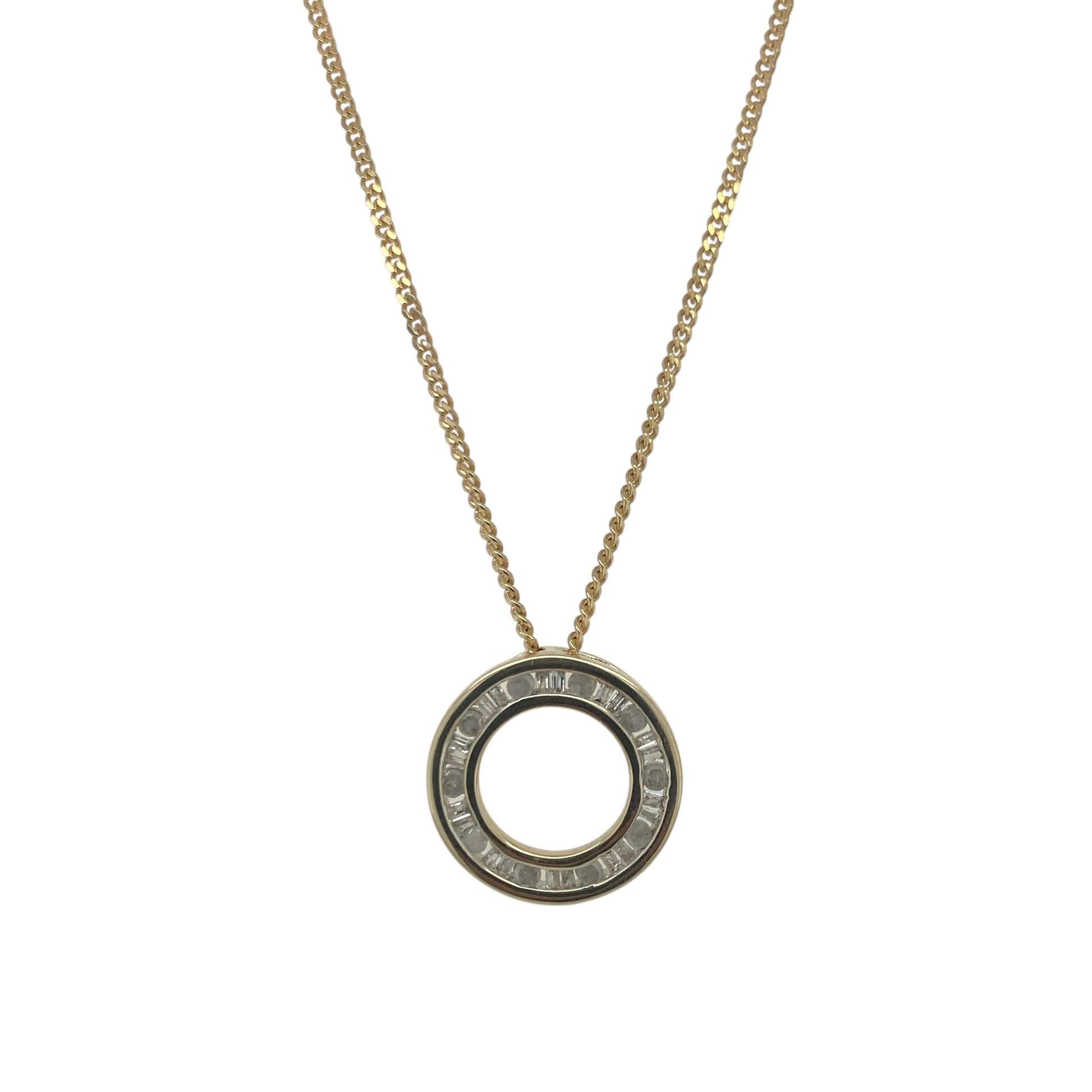 9ct Gold & Diamond Set Open Circle 18" Necklace