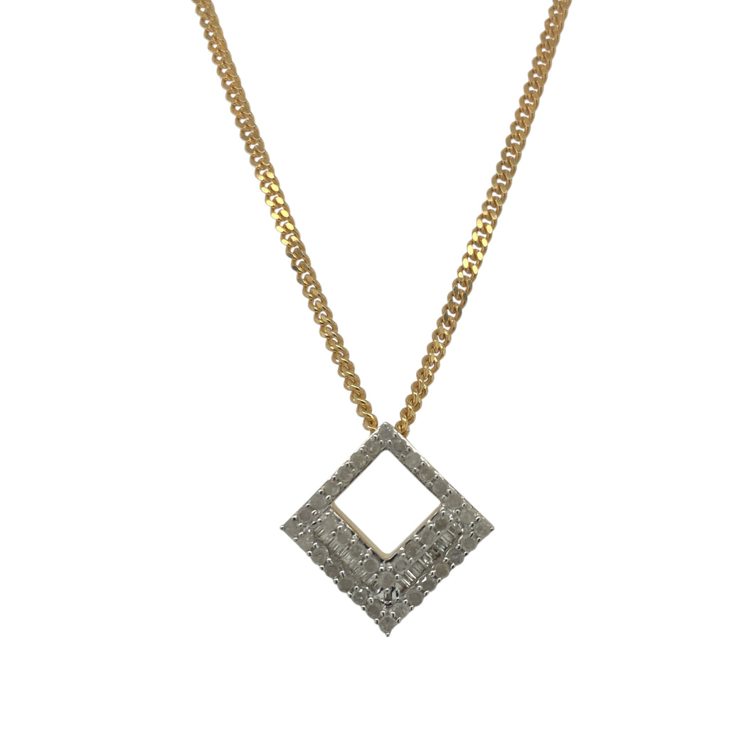 9ct Gold & Diamond Set Cut Out Square Cluster 16