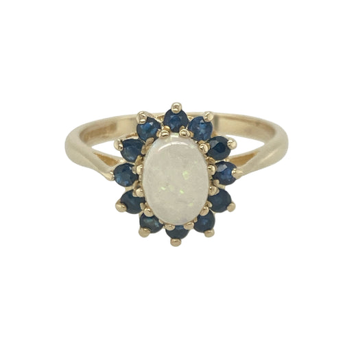 9ct Gold Sapphire & Opal Set Cluster Ring