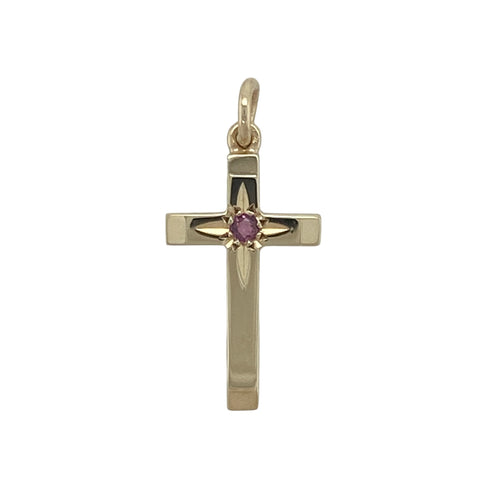 9ct Gold & Ruby Set Cross Pendant