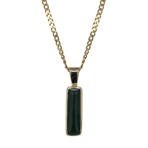 9ct Gold & Dark Green Jade Oblong 18" Necklace