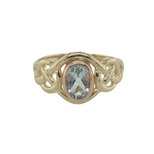 Load image into Gallery viewer, 9ct Gold Clogau &amp; Blue Topaz Set Celtic Ring
