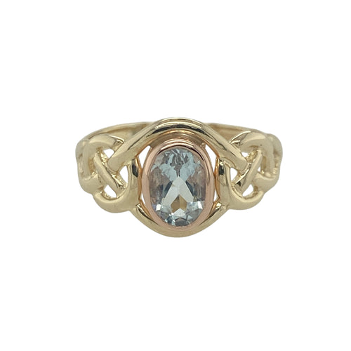 9ct Gold Clogau & Blue Topaz Set Celtic Ring
