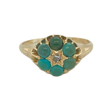 Load image into Gallery viewer, 18ct Gold Diamond &amp; Turquoise Set Flower Ring
