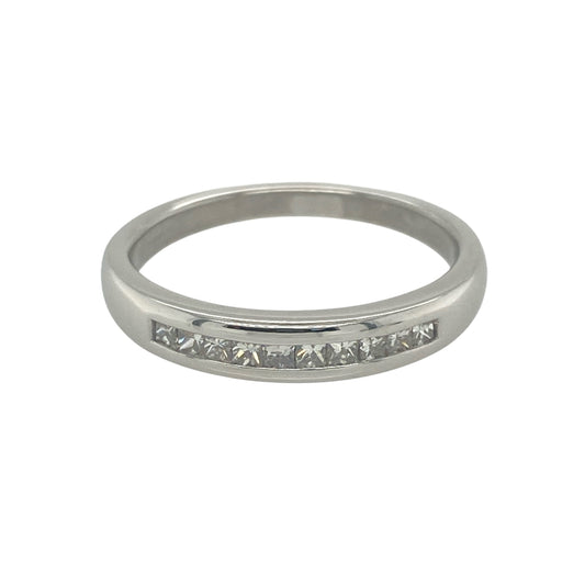 9ct White Gold & Diamond Set Band Ring