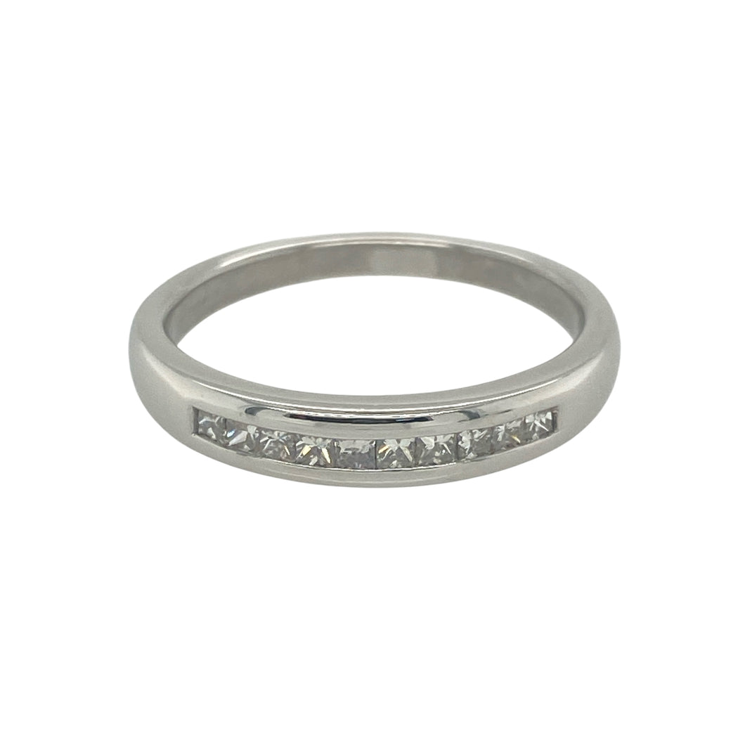 9ct White Gold & Diamond Set Band Ring