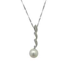 Load image into Gallery viewer, 9ct White Gold Diamond &amp; Pearl Set Twist 18&quot; Necklace
