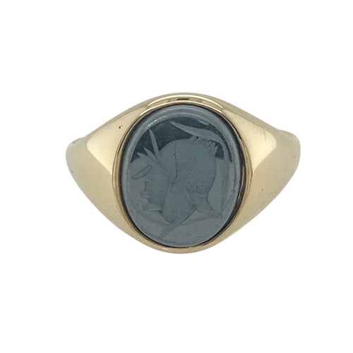 9ct Gold & Hematite Centurion Set Oval Signet Ring