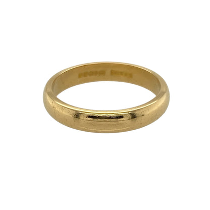 Embrace tradition and rich colour with this pre-owned 22ct gold wedding band ring—classic, timeless, and full of lasting significance.

Design: The band measures 3mm wide with a smooth, polished surface and a traditional court profile for comfort and enduring style.
Material: Made from 22-carat gold, the ring showcases a deep, warm yellow tone that reflects the high purity and classic elegance of this precious metal.
