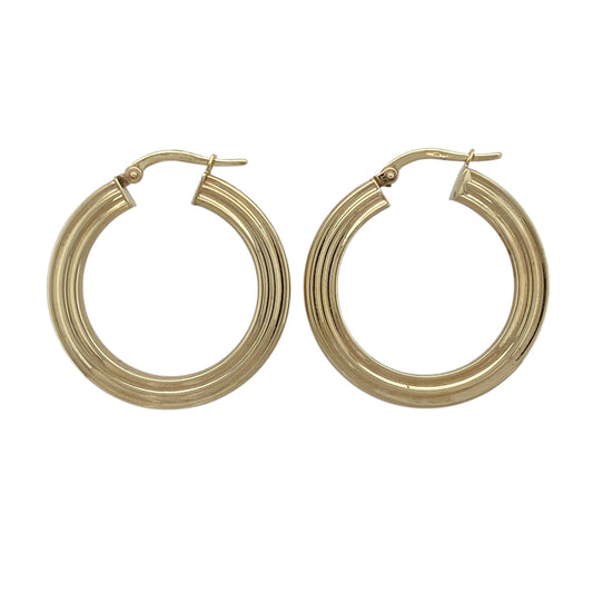 9ct Gold Textured Hoop Creole Earrings