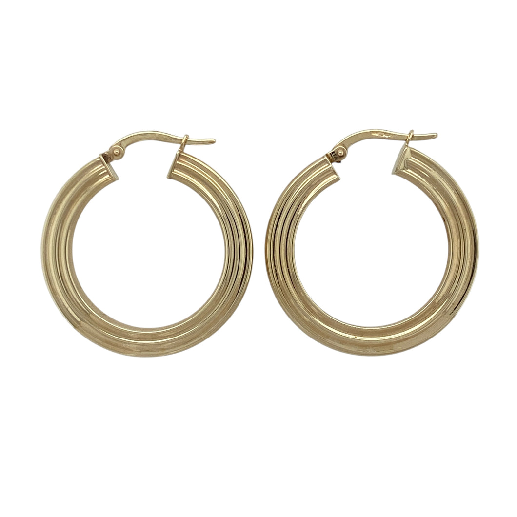 9ct Gold Textured Hoop Creole Earrings
