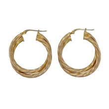 Load image into Gallery viewer, 9ct Gold Double Hoop Twist Creole Earrings
