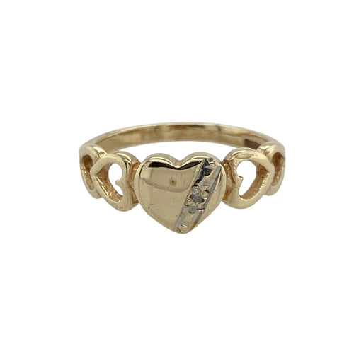 9ct Gold & Diamond Set Heart Signet Ring