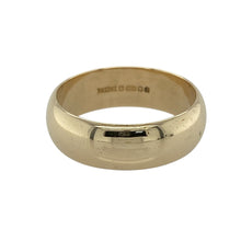 Load image into Gallery viewer, Make a bold and lasting statement with this pre-owned 9ct yellow gold wedding band ring—classic in form with a strong, confident presence.

Design: The ring features a wide 7mm band with a smooth, rounded profile, offering a timeless and substantial look.
Material: Made from 9-carat yellow gold, the high-polish finish enhances the depth and warmth of the metal.
Ring Detail: The wider design adds presence while maintaining a clean, traditional style suitable for daily wear.

