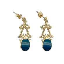 Load image into Gallery viewer, 9ct Gold &amp; Blue Agate Set Drop Earrings
