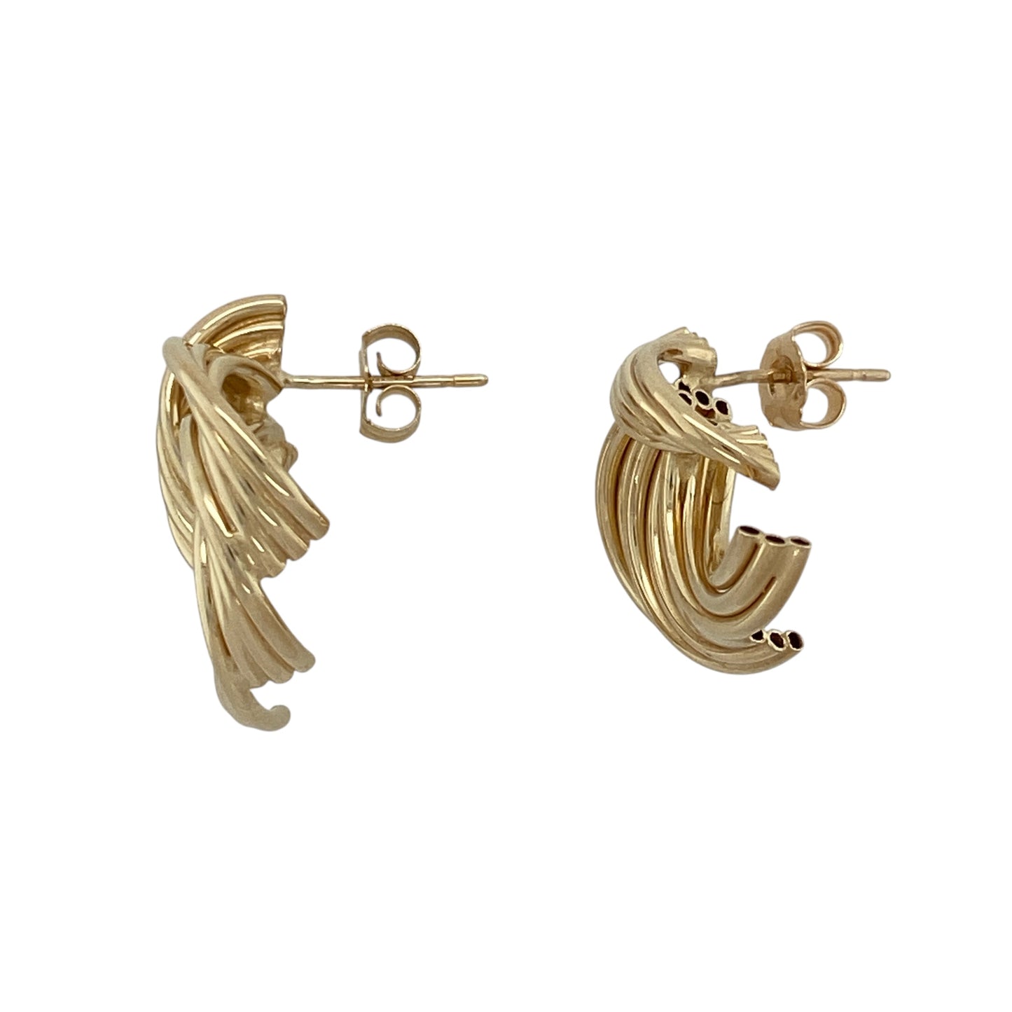 9ct Gold Multi Strand Swirl Stud Earrings