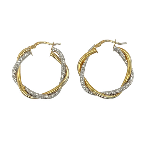 9ct Gold Twisted Hoop Creole Earrings