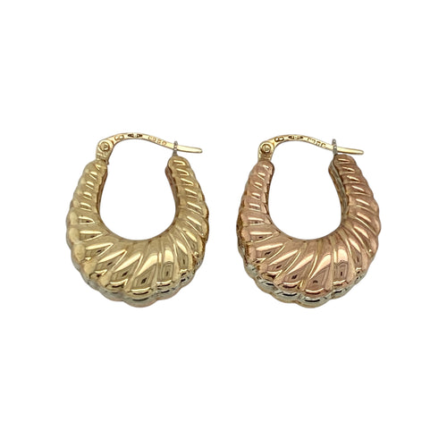 9ct Gold Twist Oval Creole Earrings