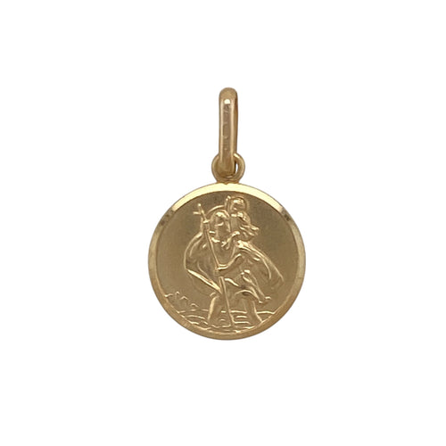 9ct Gold Small Round St Christopher Pendant