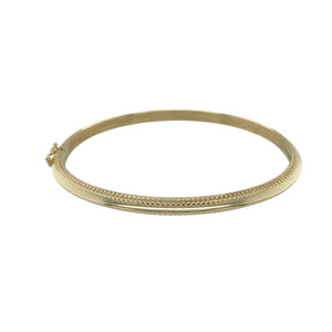 9ct Gold Oval Hinged Beaded Edge Bangle