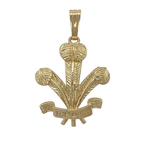 9ct Gold Welsh Three Feathers Pendant