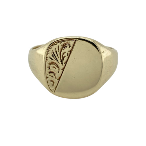 9ct Gold Patterned Signet Ring