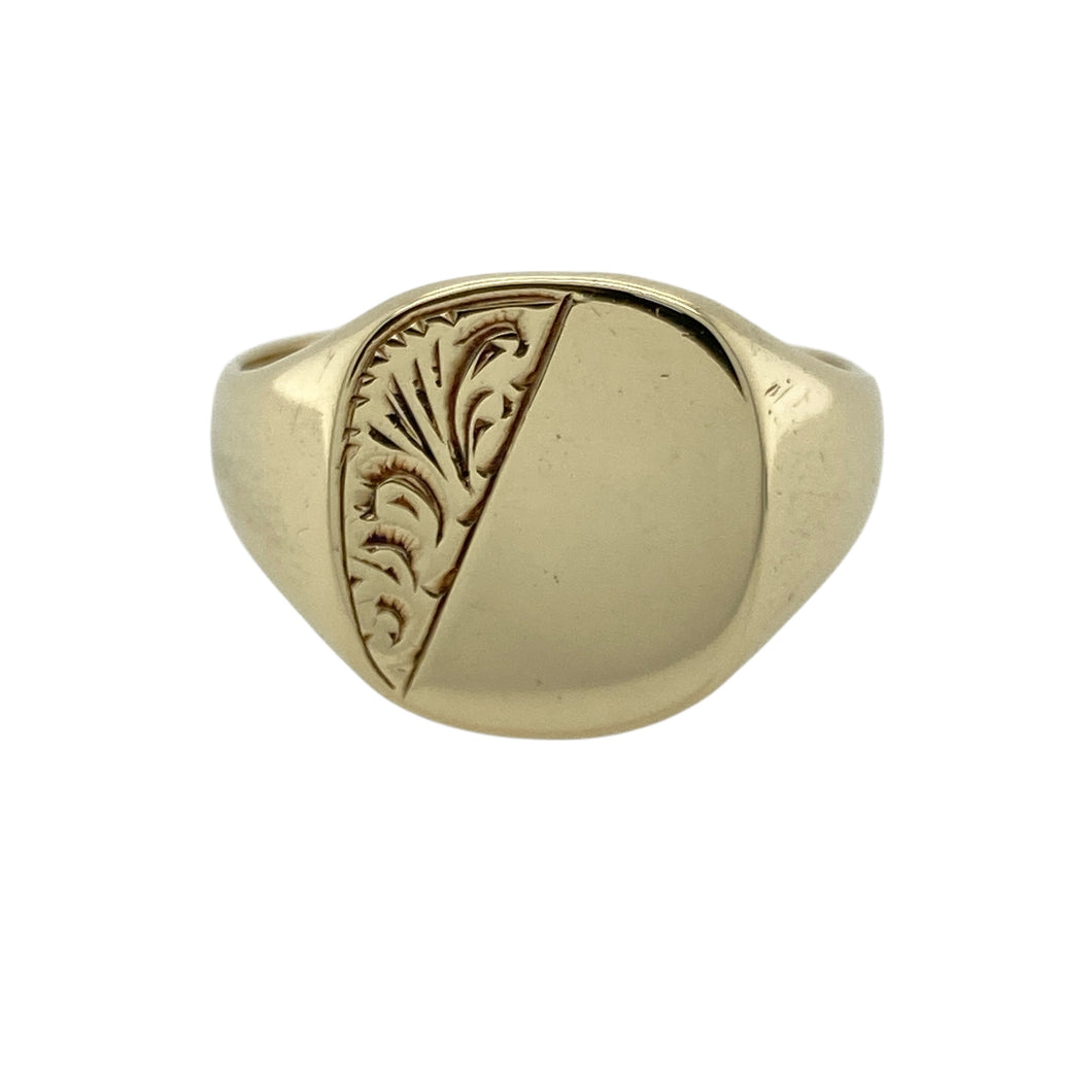 9ct Gold Patterned Signet Ring