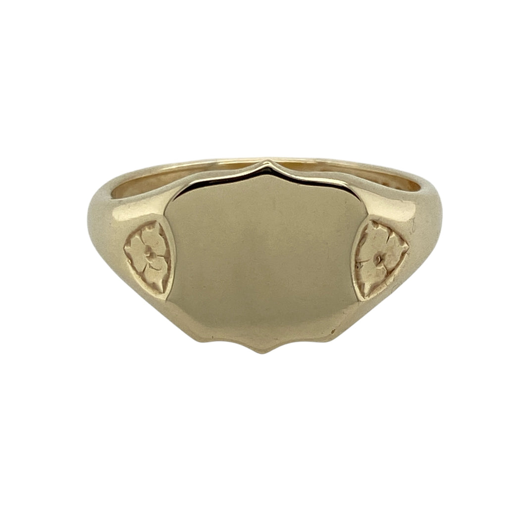 9ct Gold Plain Shield Signet Ring