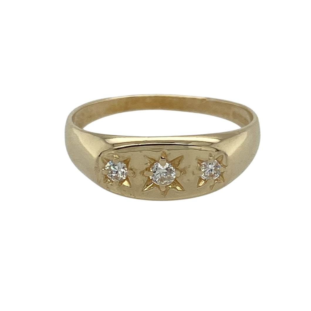 9ct Gold & Cubic Zirconia Set Signet Ring