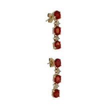 Load image into Gallery viewer, 9ct Gold Orange Stone &amp; Cubic Zirconia Set Drop Earrings
