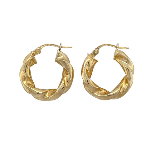 9ct Gold Twist Hoop Creole Earrings