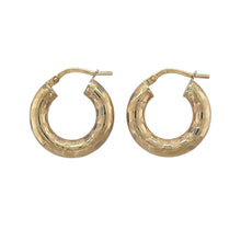 Load image into Gallery viewer, 9ct Gold Stripe Patterned Hoop Creole Earrings
