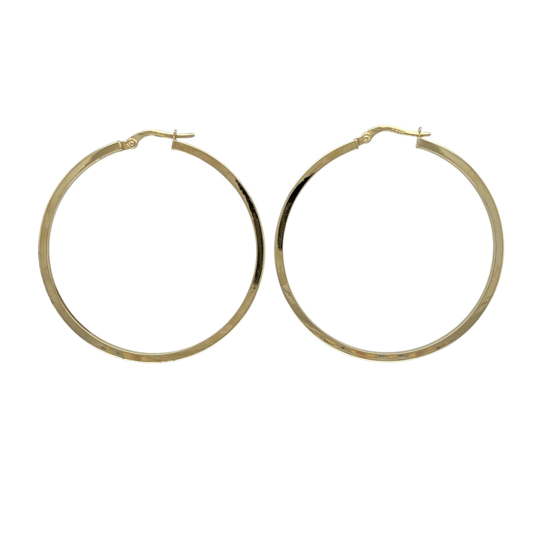 9ct Gold Plain Large Hoop Creole Earrings