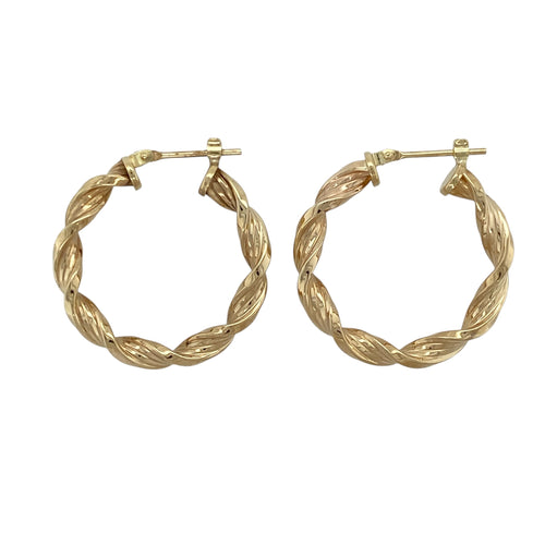 9ct Gold Twisted Hoop Creole Earrings