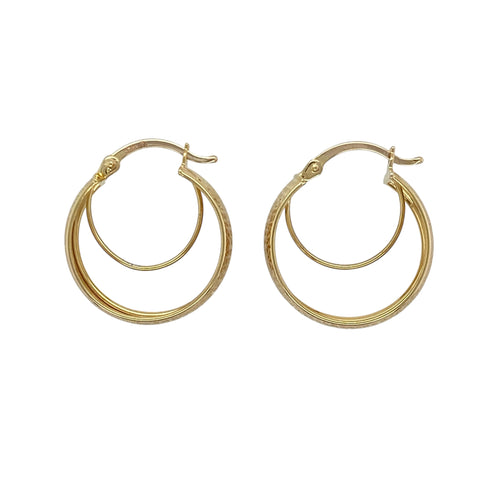 9ct Gold Patterned Hoop Creole Earrings