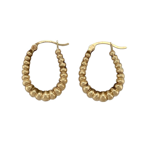 9ct Gold Bubble Style Oval Creole Earrings