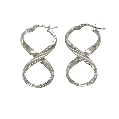 9ct White Gold Figure Eight Creole Earrings