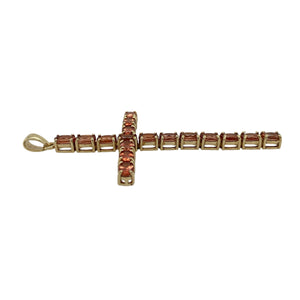 9ct Gold & Garnet Coloured Stone Set Cross Pendant